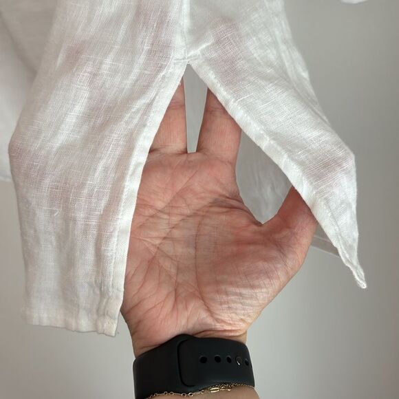 J. Jill love linen women 100% linen Embroidered White and Blue Women's Top tunic - Picture 8 of 11